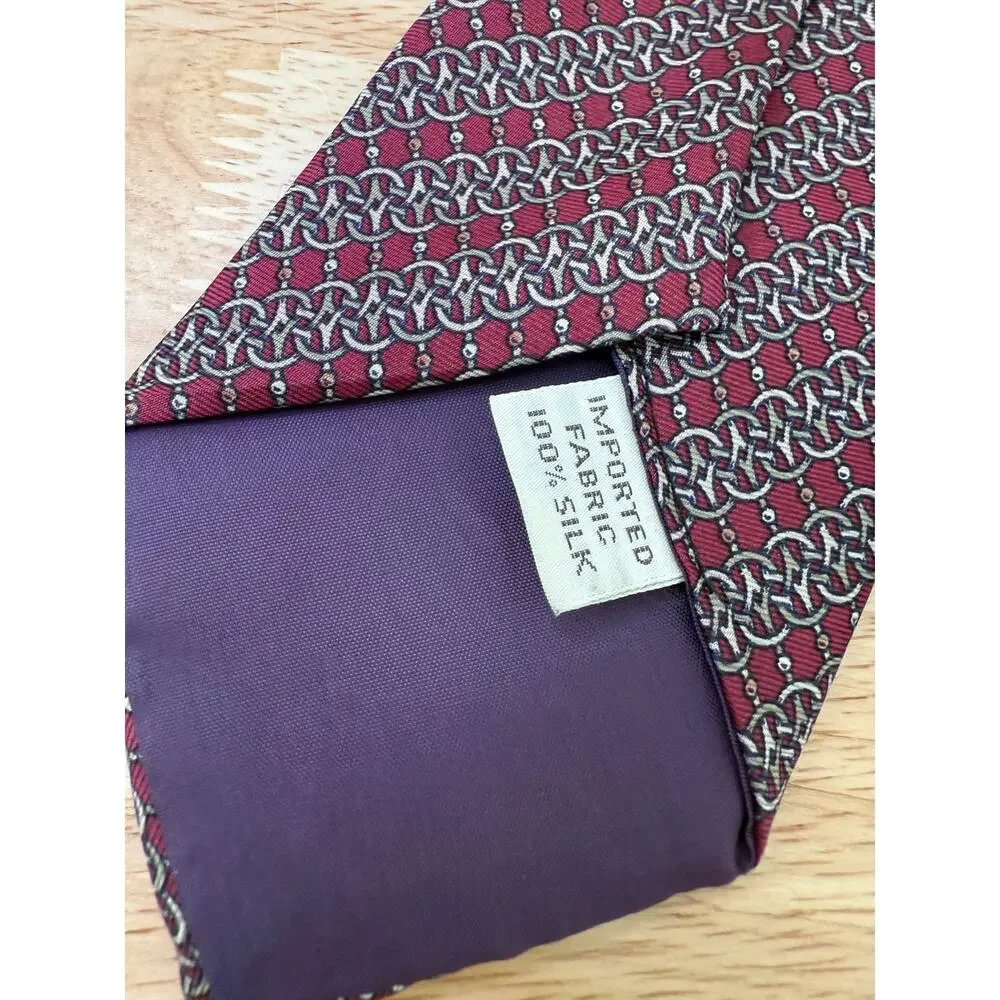 Liberty of London Men's 100% Silk Neck Tie Red Gold Geometric JL